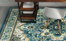 Load image into Gallery viewer, 2' X 7' Teal Polypropylene Rug