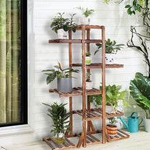 Load image into Gallery viewer, 6 Tier Wooden Plant Stand Carbonized Wood Plant Stand Holder Flower