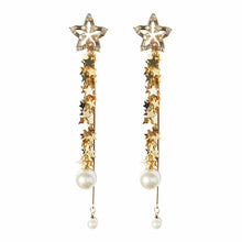 Load image into Gallery viewer, BlingBling Stars Tassel with Pearl Earrings