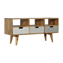 Load image into Gallery viewer, Grey Hand Painted TV Unit with 3 Drawers