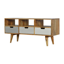 Load image into Gallery viewer, Grey Hand Painted TV Unit with 3 Drawers