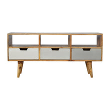 Load image into Gallery viewer, Grey Hand Painted TV Unit with 3 Drawers