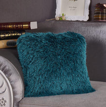 Load image into Gallery viewer, Decorative Shaggy Pillow with Lurex in Turquoise