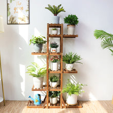 Load image into Gallery viewer, 6 Tier Wooden Plant Stand Carbonized Wood Plant Stand Holder Flower