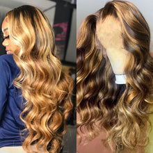 Load image into Gallery viewer, Highlight Wig Human Hair Brazilian Glueless Full Honey Blonde Colored