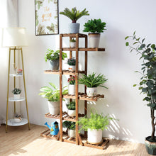 Load image into Gallery viewer, 6 Tier Wooden Plant Stand Carbonized Wood Plant Stand Holder Flower