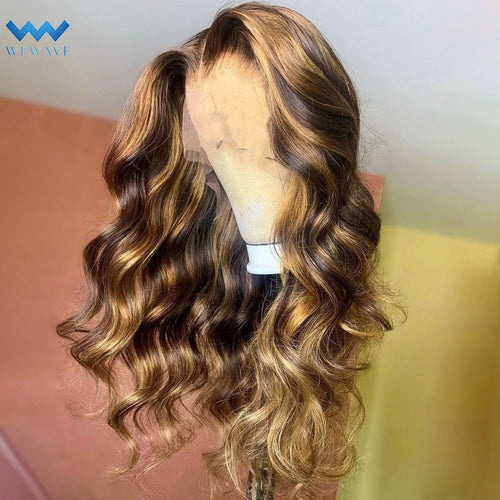 Highlight Wig Human Hair Brazilian Glueless Full Honey Blonde Colored