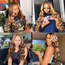 Load image into Gallery viewer, Highlight Wig Human Hair Brazilian Glueless Full Honey Blonde Colored