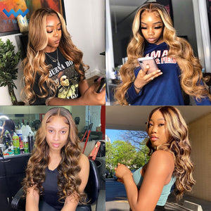 Highlight Wig Human Hair Brazilian Glueless Full Honey Blonde Colored