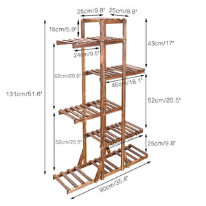 6 Tier Wooden Plant Stand Carbonized Wood Plant Stand Holder Flower