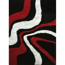 Load image into Gallery viewer, Aria Black, White &amp; Red Soft Pile Shaggy Area Rug