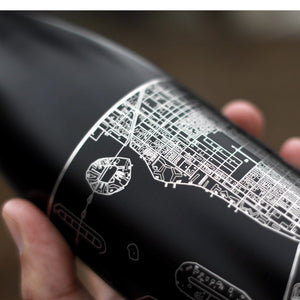 Custer State Park - South Dakota Map Insulated Bottle in Matte Black