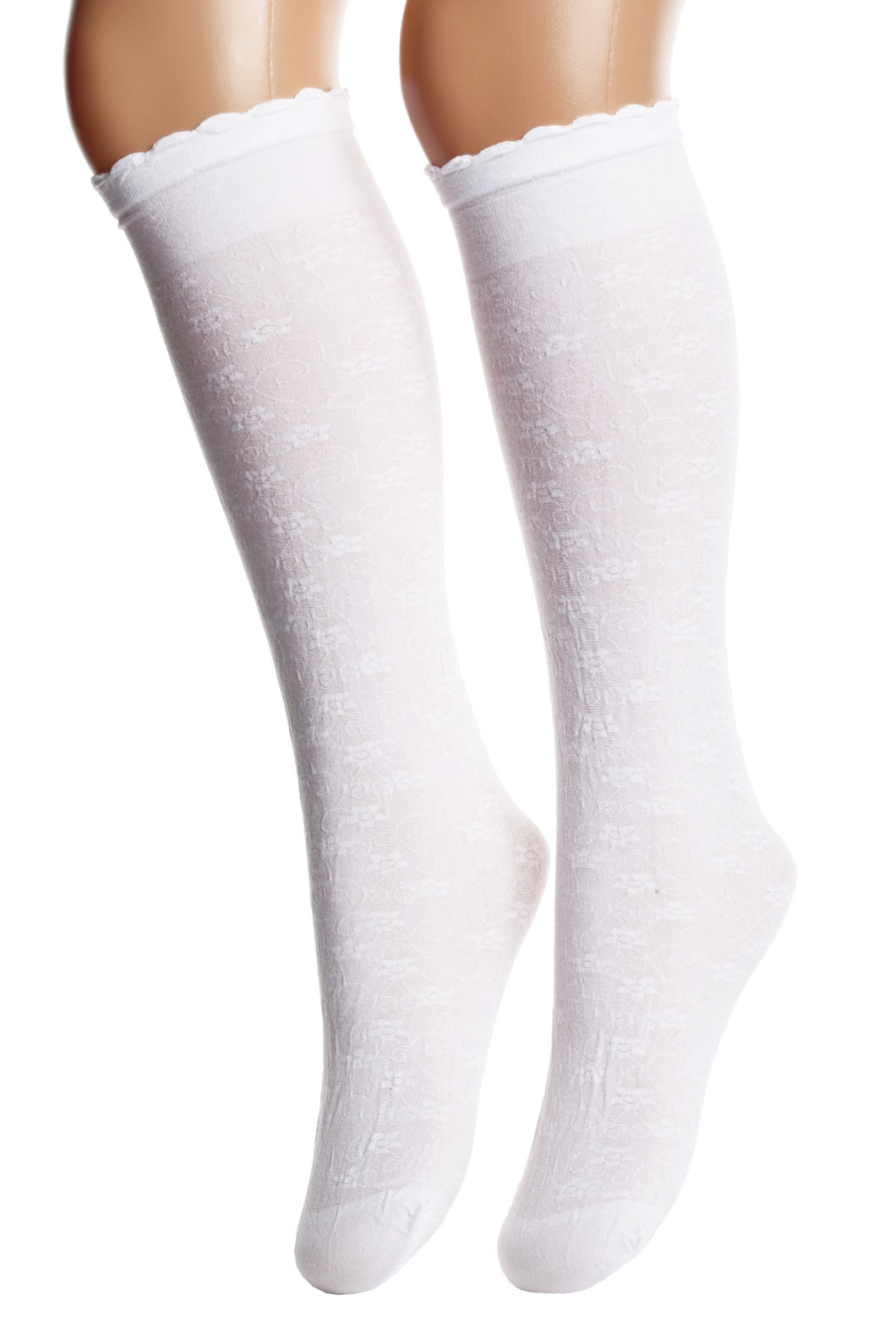 ENYA white flowery knee-highs for children