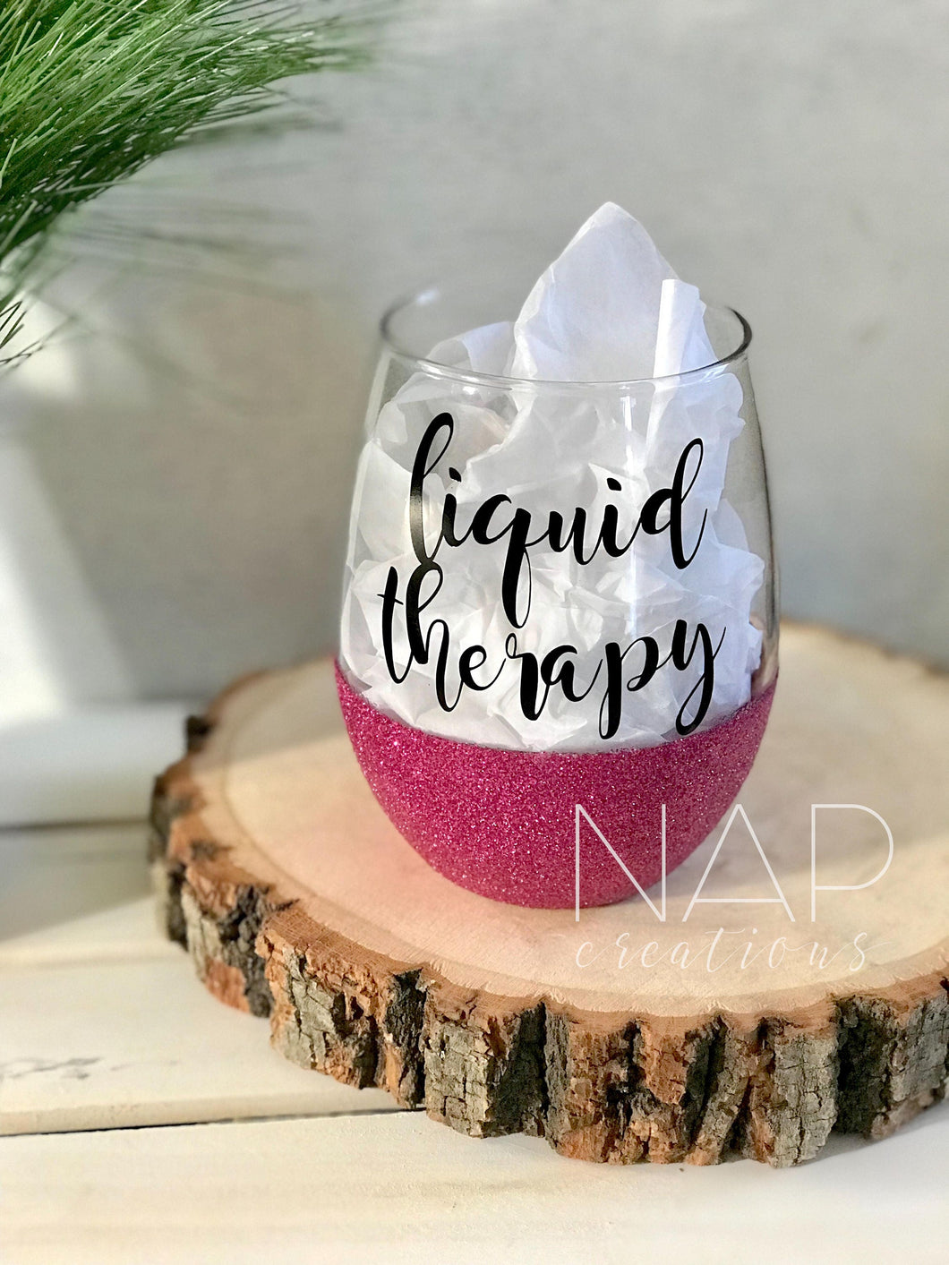 Liquid Therapy Glitter Wine Glass