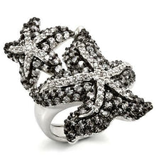 Load image into Gallery viewer, LO1581 - Rhodium + Ruthenium Brass Ring with AAA Grade CZ  in Clear